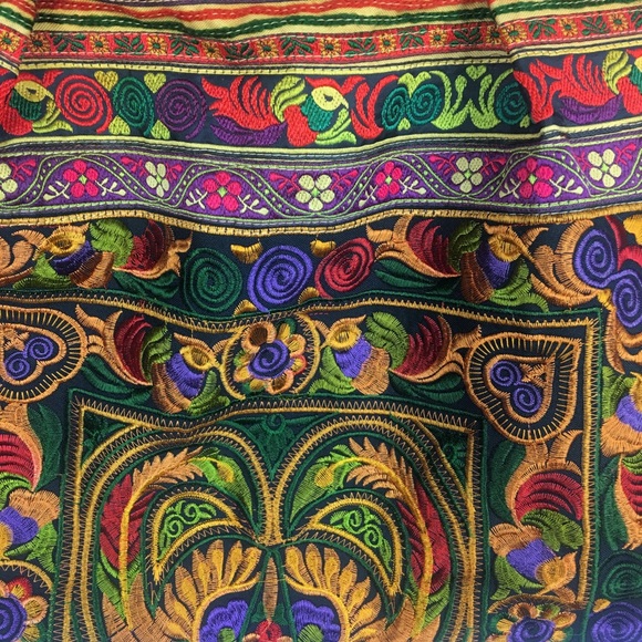 Hmong Tribe Embroidered Fabric Boho Tote Bag - Picture 3 of 6